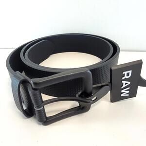RAW Black Leather Belt Textured Size 36 – 36.5mm Wide – NEW